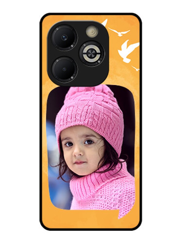 Custom Smart 8 Plus Custom Glass Phone Case - Water Color Design With Bird Icons