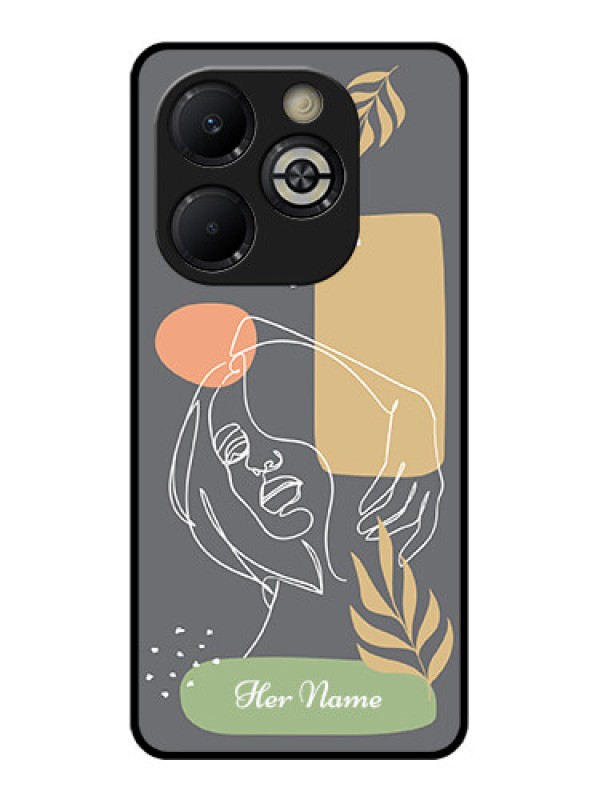 Custom Smart 8 Plus Custom Glass Phone Case - Gazing Woman Line Art Design
