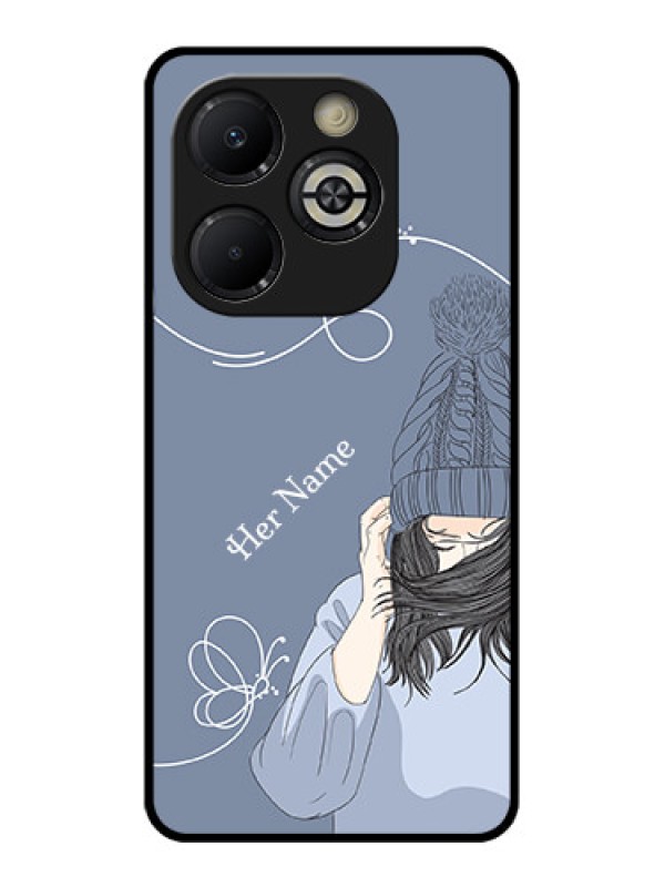 Custom Smart 8 Plus Custom Glass Phone Case - Girl In Winter Outfit Design