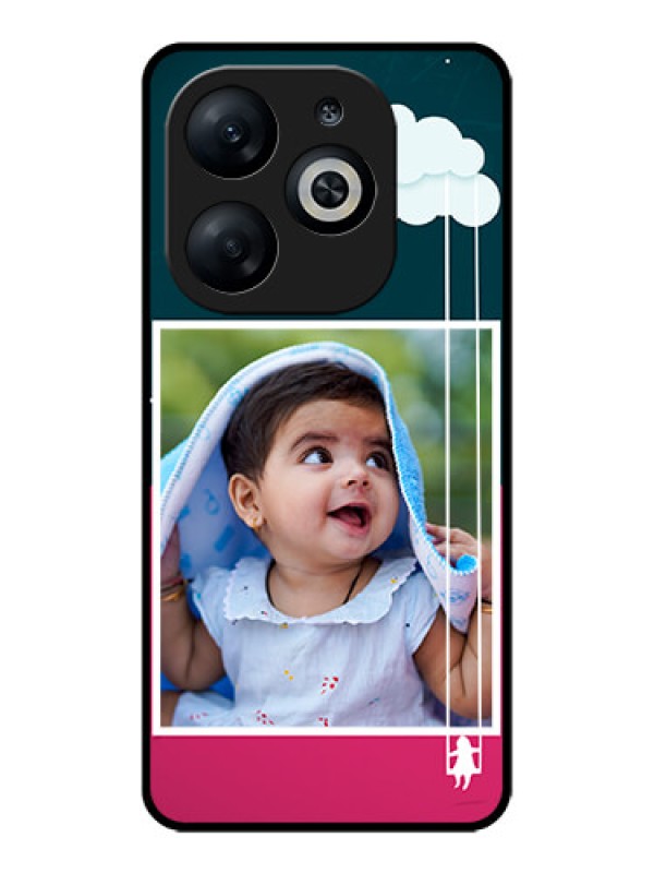 Custom Infinix Smart 8 Custom Glass Phone Case - Cute Girl With Cloud Design