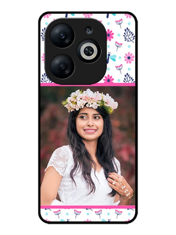 Custom Infinix Smart 8 Custom Glass Phone Case - Colorful Flower Design