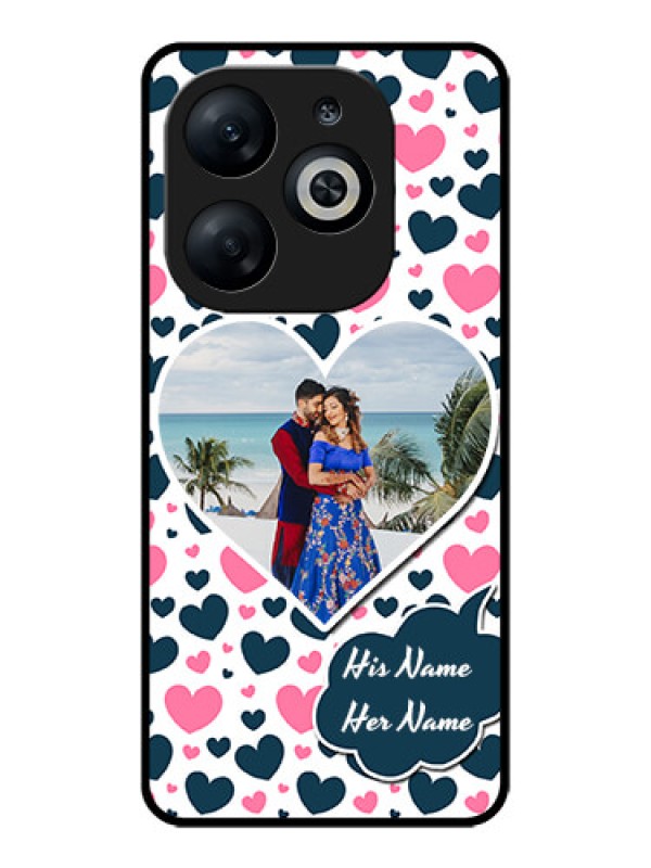 Custom Infinix Smart 8 Custom Glass Phone Case - Pink & Blue Heart Design