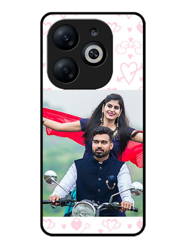 Custom Infinix Smart 8 Custom Glass Phone Case - Pink Flying Heart Design