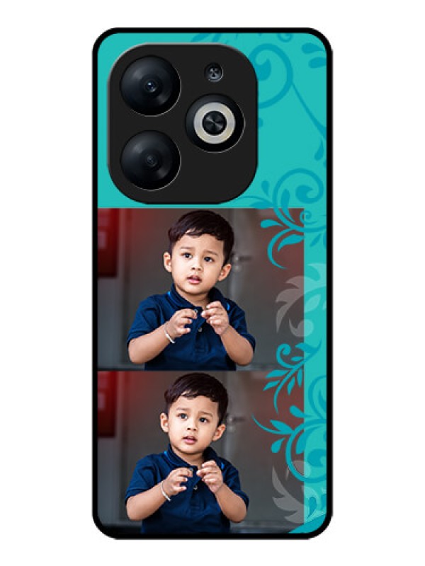 Custom Infinix Smart 8 Custom Glass Phone Case - With Photo And Green Floral Design