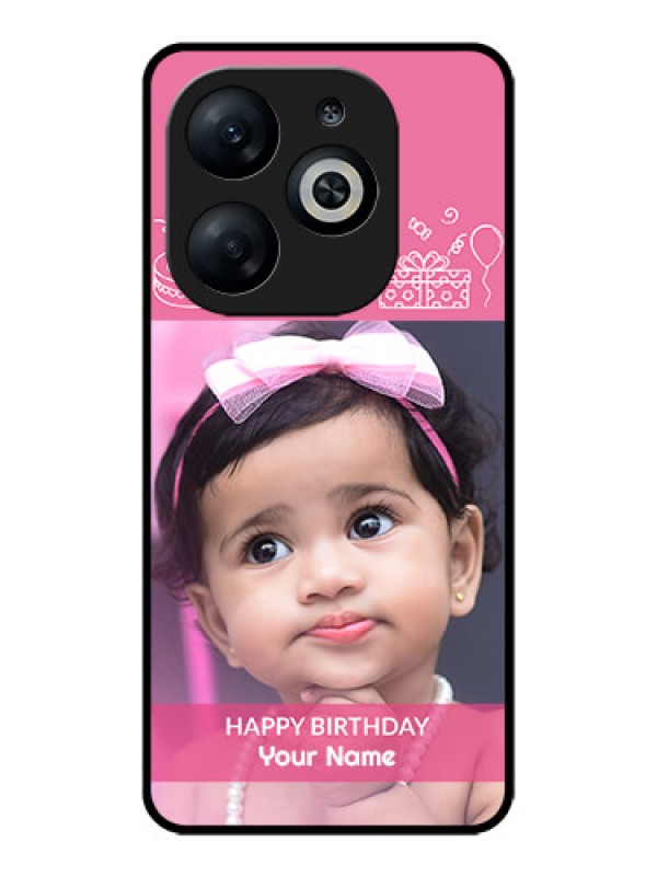 Custom Infinix Smart 8 Custom Glass Phone Case - With Birthday Line Art Design