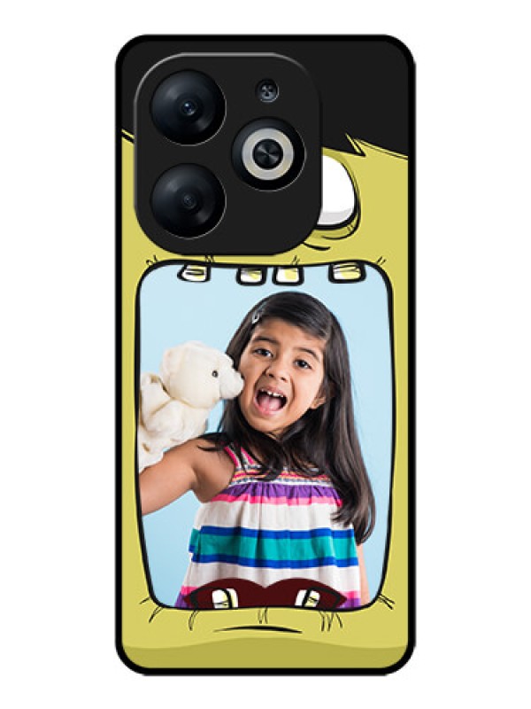 Custom Infinix Smart 8 Custom Glass Phone Case - Cartoon Monster Back Case Design