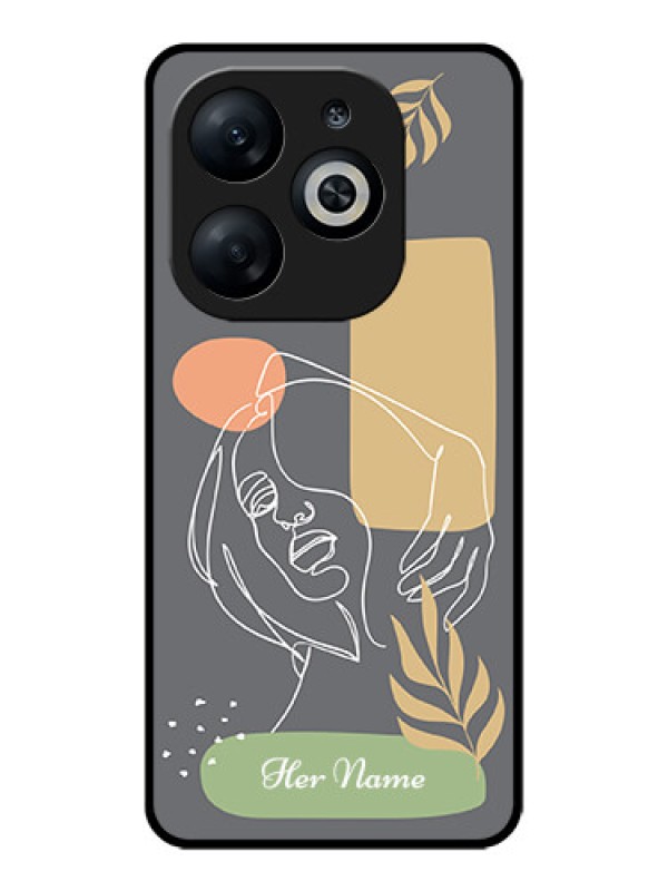 Custom Infinix Smart 8 Custom Glass Phone Case - Gazing Woman Line Art Design