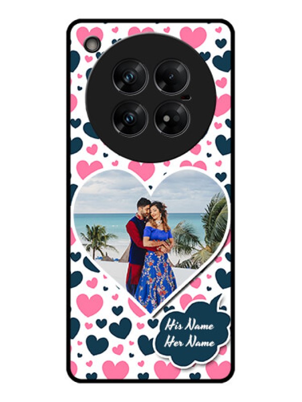 Custom Infinix Zero 40 5G Custom Glass Phone CasePink and Blue Heart Design