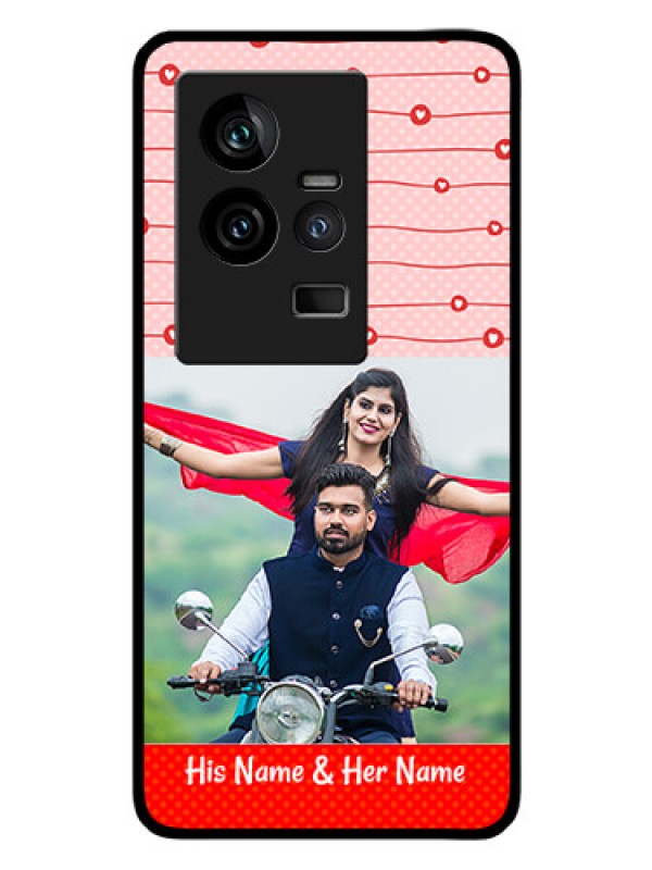Custom iQOO 11 5G Personalized Glass Phone Case - Red Pattern Case Design