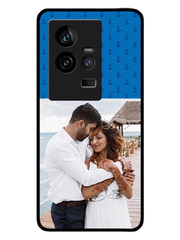 Custom iQOO 11 5G Photo Printing on Glass Case - Blue Anchors Design