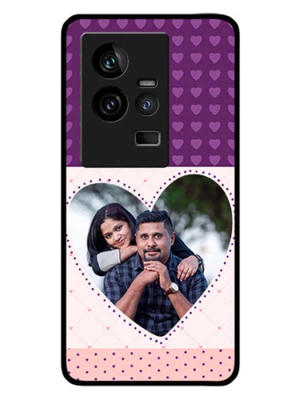 Custom iQOO 11 5G Custom Glass Phone Case - Violet Love Dots Design