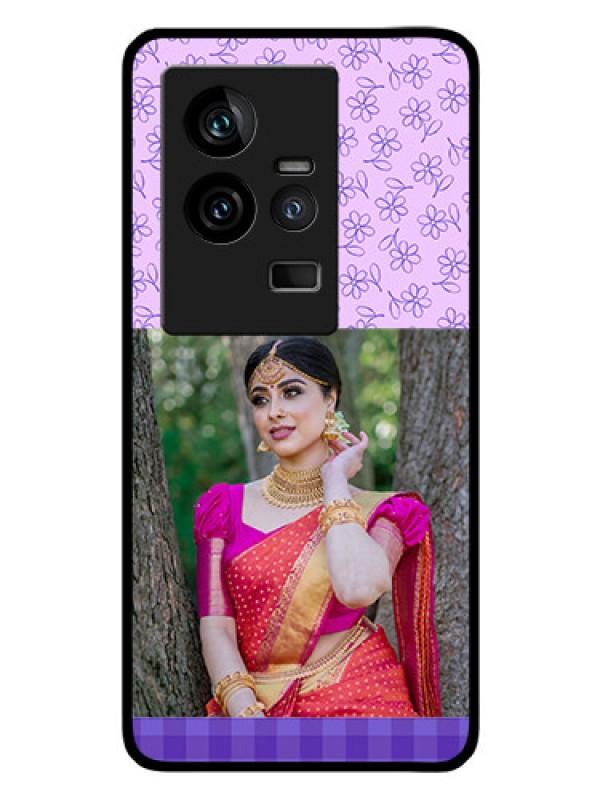 Custom iQOO 11 5G Custom Glass Phone Case - Purple Floral Design
