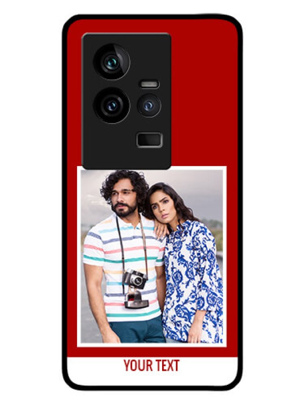 Custom iQOO 11 5G Personalized Glass Phone Case - Simple Red Color Design