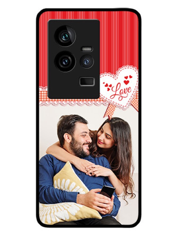 Custom iQOO 11 5G Custom Glass Mobile Case - Red Love Pattern Design