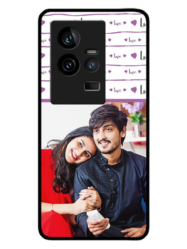 Custom iQOO 11 5G Custom Glass Mobile Case - Couples Heart Design