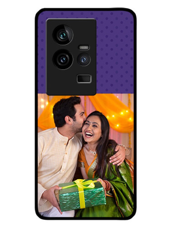 Custom iQOO 11 5G Personalized Glass Phone Case - Violet Pattern Design