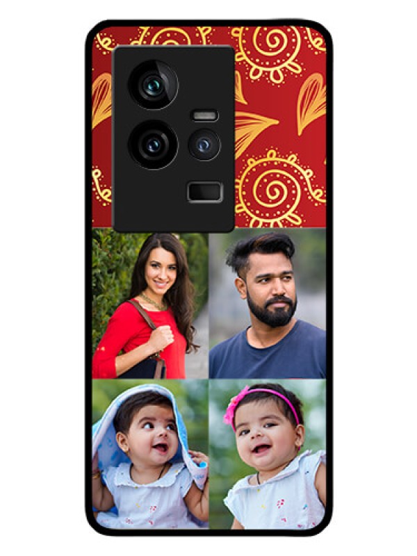 Custom iQOO 11 5G Photo Printing on Glass Case - 4 Image Traditional Design
