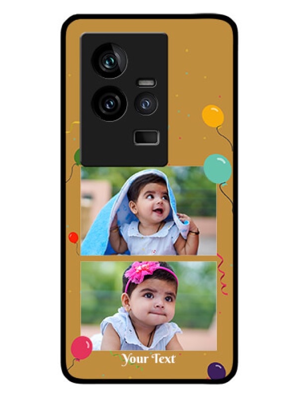 Custom iQOO 11 5G Personalized Glass Phone Case - Image Holder with Birthday Celebrations Design