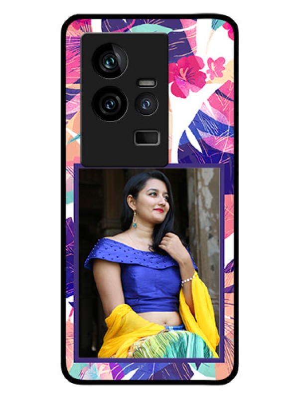 Custom iQOO 11 5G Custom Glass Mobile Case - Abstract Floral Design