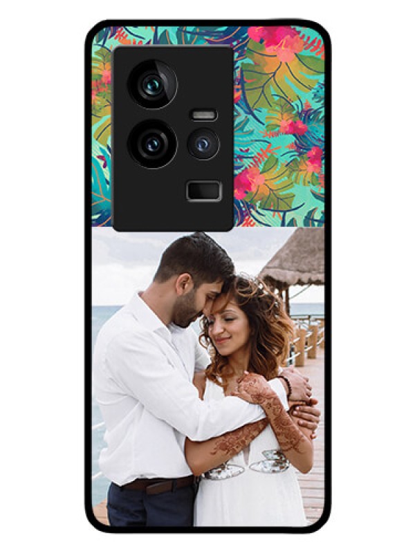 Custom iQOO 11 5G Photo Printing on Glass Case - Watercolor Floral Design