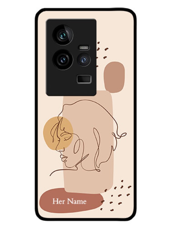 Custom iQOO 11 5G Photo Printing on Glass Case - Calm Woman line art Design