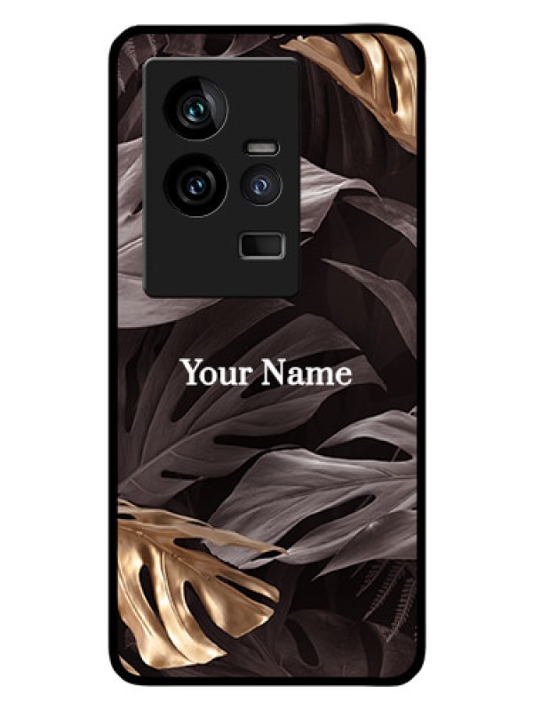 Custom iQOO 11 5G Personalised Glass Phone Case - Wild Leaves digital paint Design