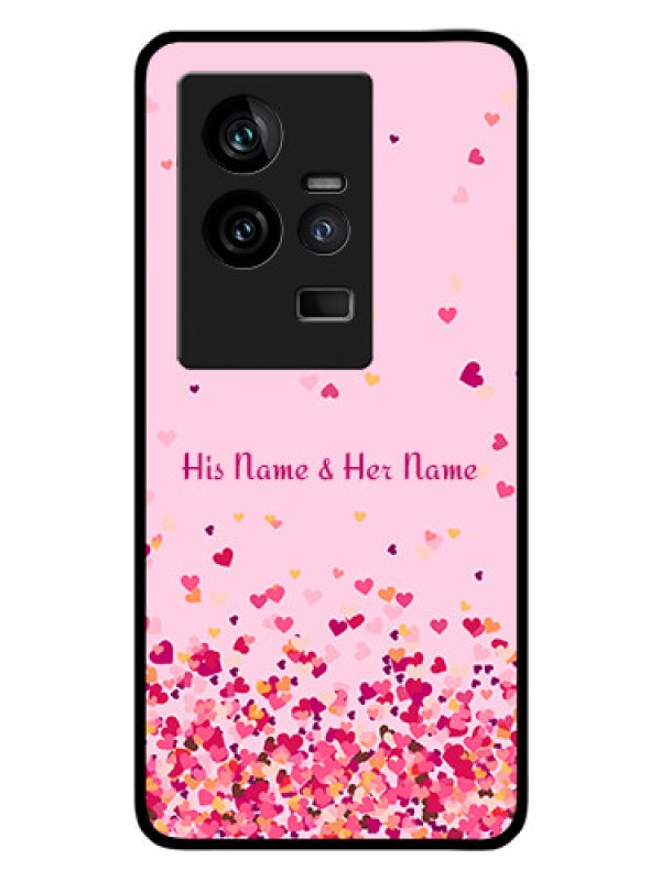 Custom iQOO 11 5G Photo Printing on Glass Case - Floating Hearts Design
