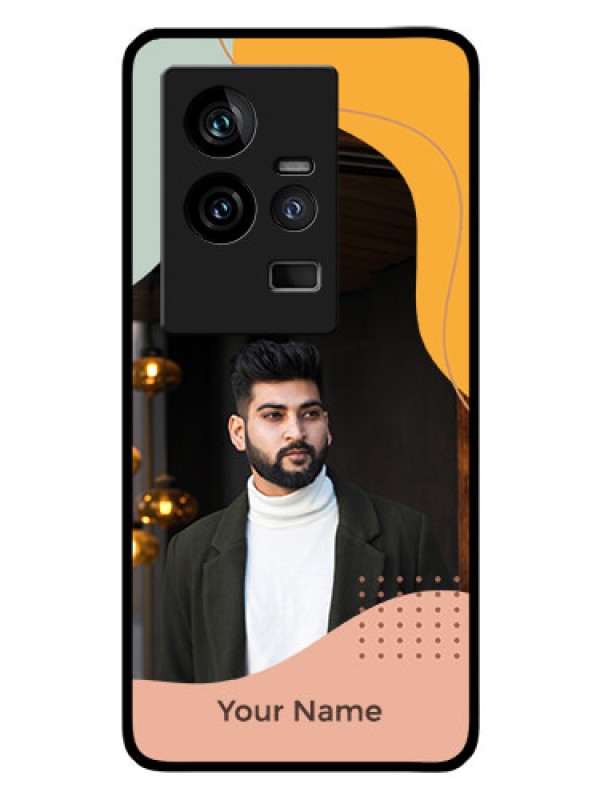 Custom iQOO 11 5G Personalized Glass Phone Case - Tri-coloured overlay design