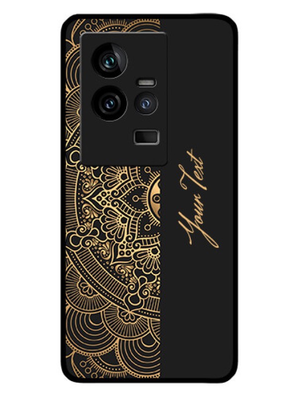 Custom iQOO 11 5G Photo Printing on Glass Case - Mandala art with custom text Design
