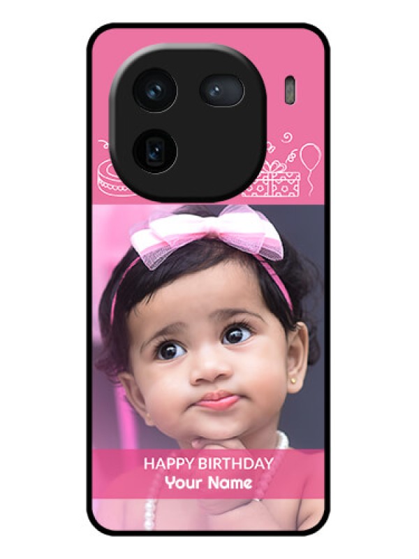 Custom iQOO 12 5G Custom Glass Phone Case - With Birthday Line Art Design