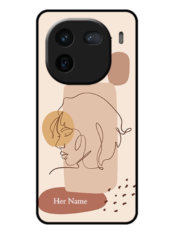 Custom iQOO 12 5G Custom Glass Phone Case - Calm Woman Line Art Design