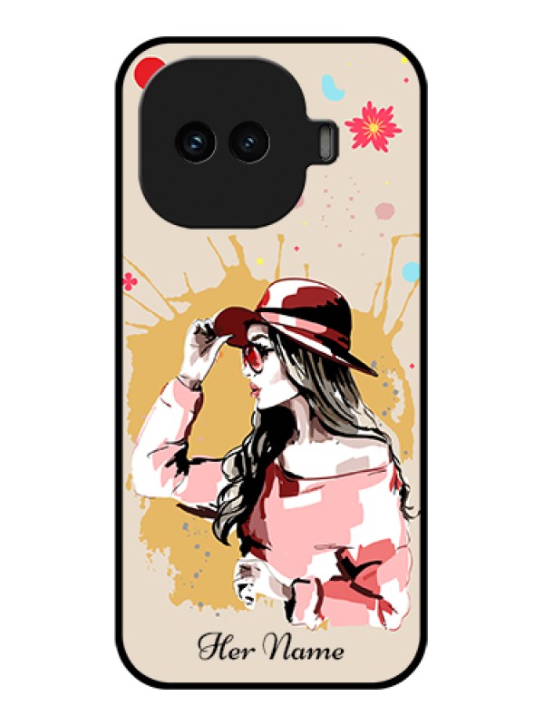 Custom iQOO 15R 5G Custom Glass Phone Case - Women With Pink Hat Design
