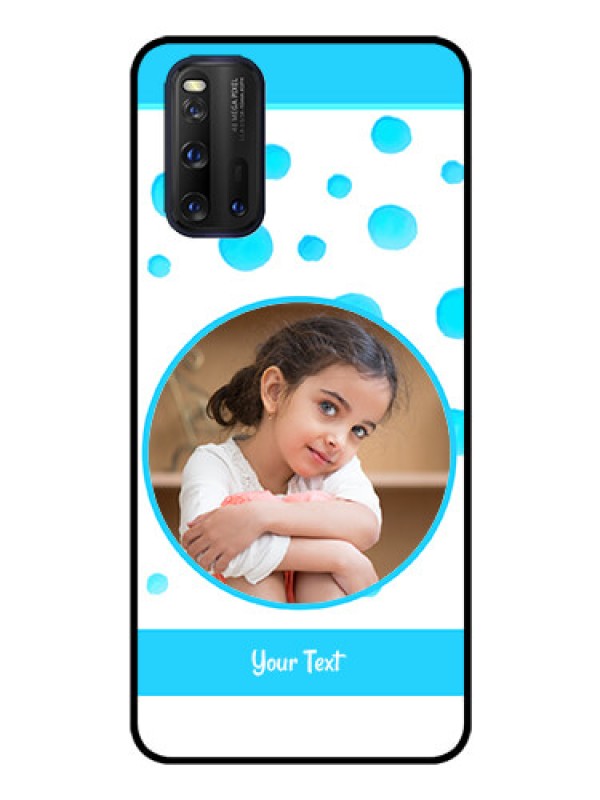 Custom iQOO 3 5G Photo Printing on Glass Case - Blue Bubbles Pattern Design