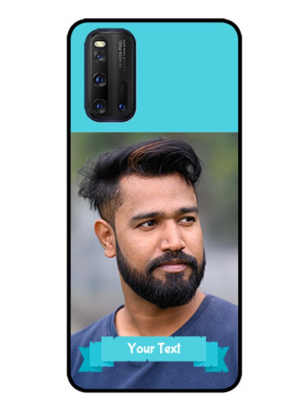 Custom iQOO 3 5G Personalized Glass Phone Case - Simple Blue Color Design