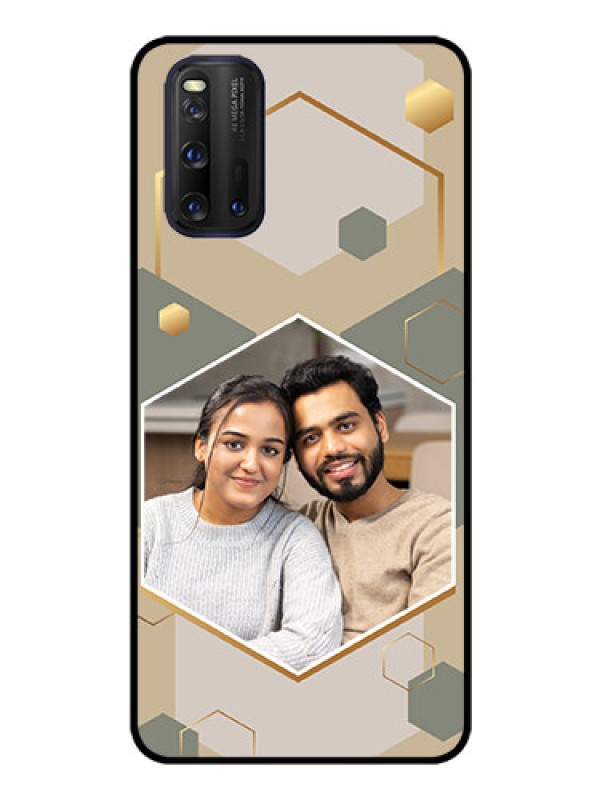 Custom iQOO 3 5G Photo Printing on Glass Case - Stylish Hexagon Pattern Design