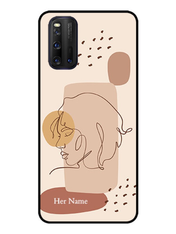 Custom iQOO 3 5G Photo Printing on Glass Case - Calm Woman line art Design
