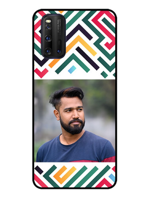 Custom iQOO 3 5G Personalized Glass Phone Case - Colorful Maze Pattern Design