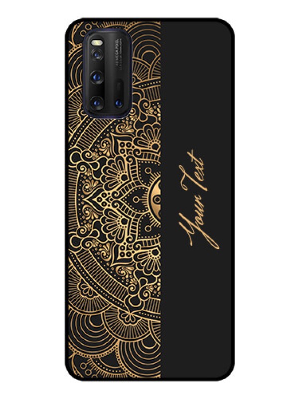 Custom iQOO 3 5G Photo Printing on Glass Case - Mandala art with custom text Design