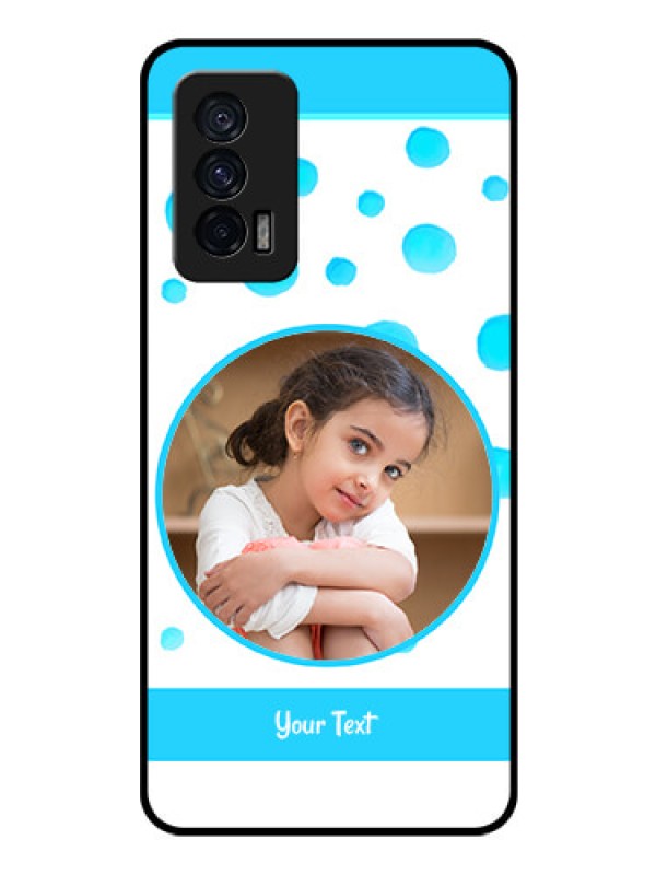 Custom iQOO 7 5G Photo Printing on Glass Case - Blue Bubbles Pattern Design
