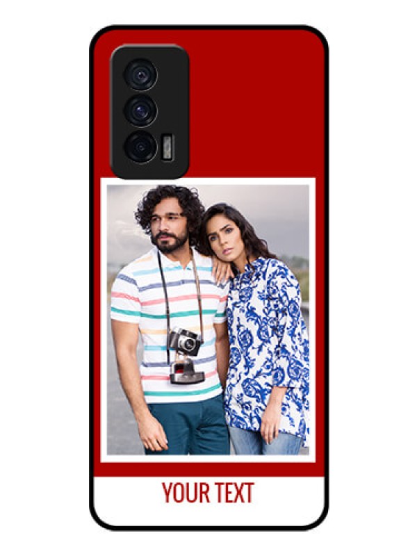 Custom iQOO 7 5G Personalized Glass Phone Case - Simple Red Color Design