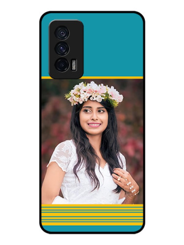 Custom iQOO 7 5G Custom Glass Phone Case - Yellow & Blue Design 