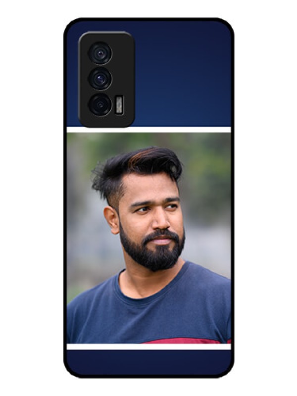 Custom iQOO 7 5G Personalized Glass Phone Case - Simple Royal Blue Design
