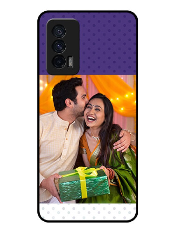 Custom iQOO 7 5G Personalized Glass Phone Case - Violet Pattern Design