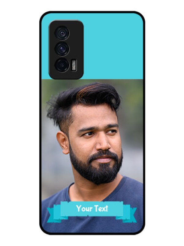 Custom iQOO 7 5G Personalized Glass Phone Case - Simple Blue Color Design