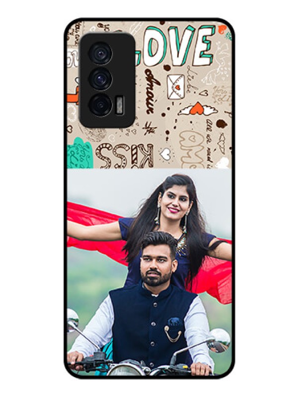Custom iQOO 7 5G Custom Glass Phone Case - Love Doodle Pattern 