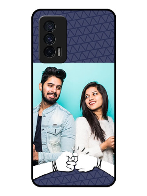 Custom iQOO 7 5G Photo Printing on Glass Case - with Best Friends Design 