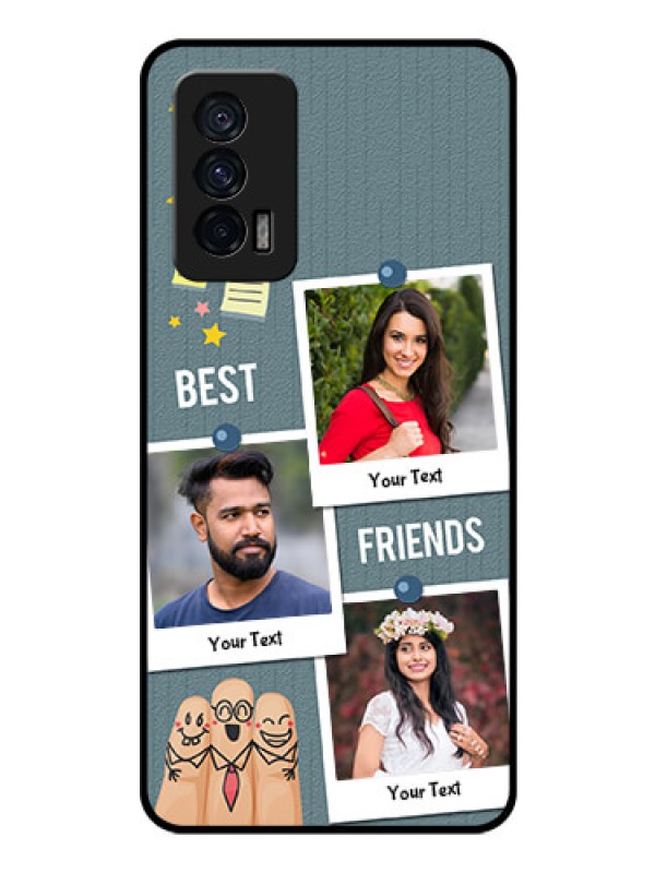 Custom iQOO 7 5G Personalized Glass Phone Case - Sticky Frames and Friendship Design