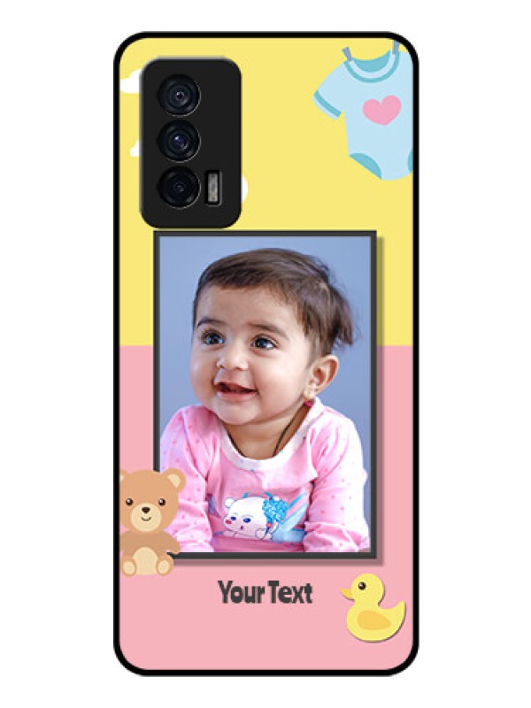 Custom iQOO 7 5G Photo Printing on Glass Case - Kids 2 Color Design