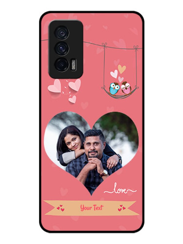 Custom iQOO 7 5G Personalized Glass Phone Case - Peach Color Love Design 