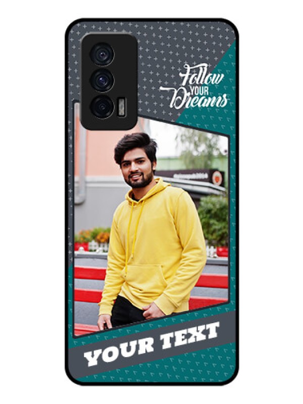 Custom iQOO 7 5G Personalized Glass Phone Case - Background Pattern Design with Quote